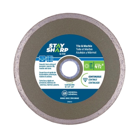 Stay Sharp 4.5 in. Continuous Rim Ceramic Tile Bronze Diamond Blade - Recyclable 2118242